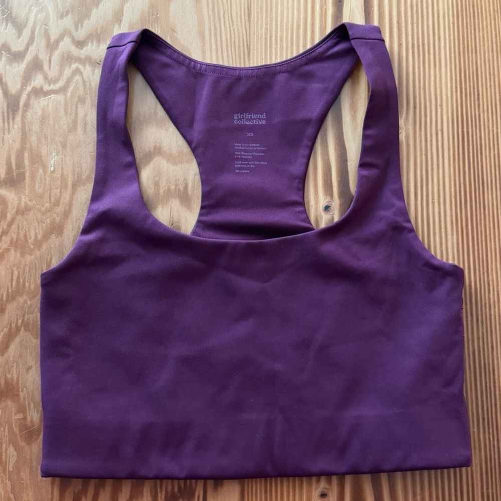 Girlfriend Collective Paloma Racerback Sports Bra in Plum